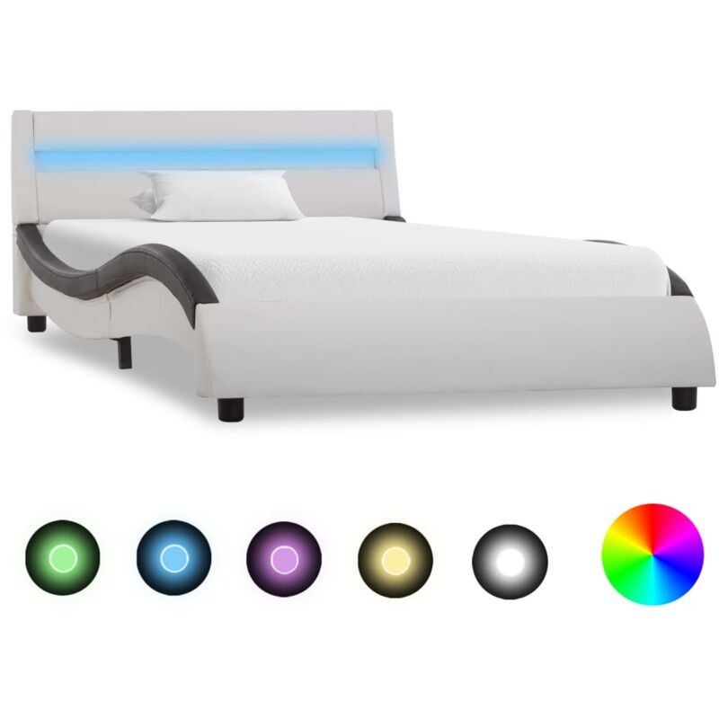 

Estructura de Cama con LED Cuero Sintético Blanco Negro 100x200 cm - Blanco - Vidaxl