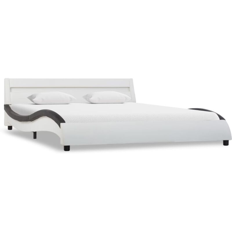 

Estructura de Cama con LED Cuero Sintético Blanco Negro 140x200 cm - Blanco - Vidaxl