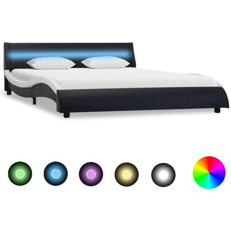 

Estructura de Cama con LED Cuero Sintético Negro Blanco 140x200 cm - Negro - Vidaxl