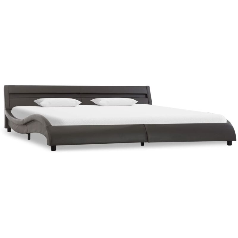 

vidaXL Estructura de Cama con LED Cuero Sintético Gris 180x200 cm - Gris