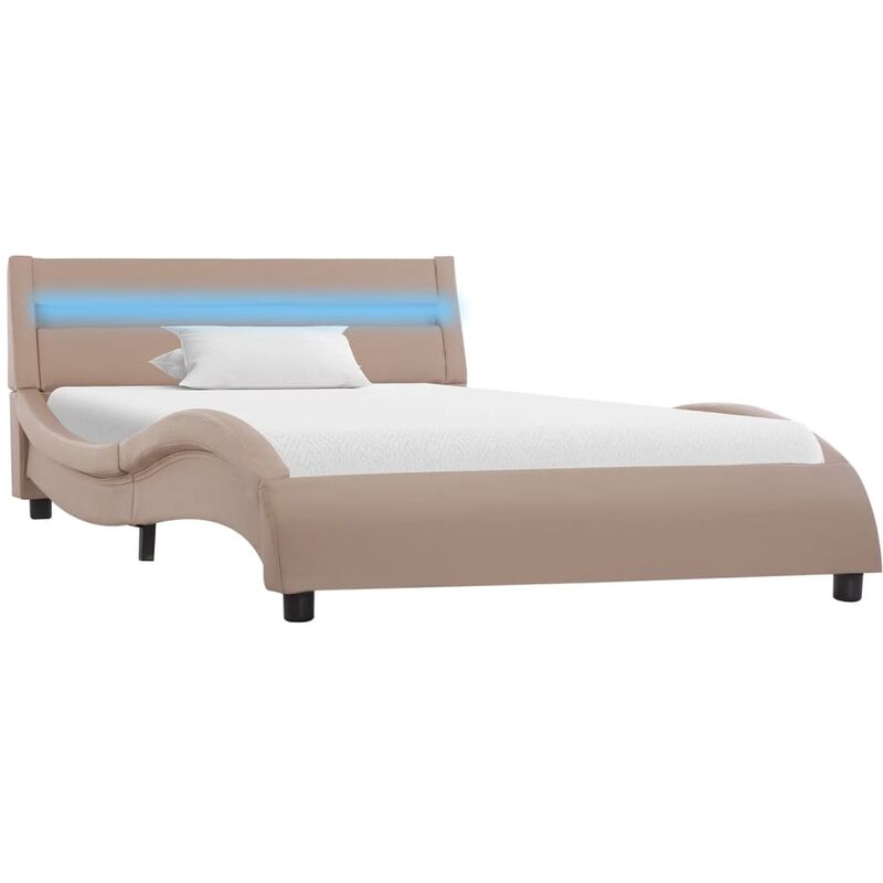 

Estructura de Cama con LED Cuero Sintético Capuchino 90x200 cm - Marrón - Vidaxl