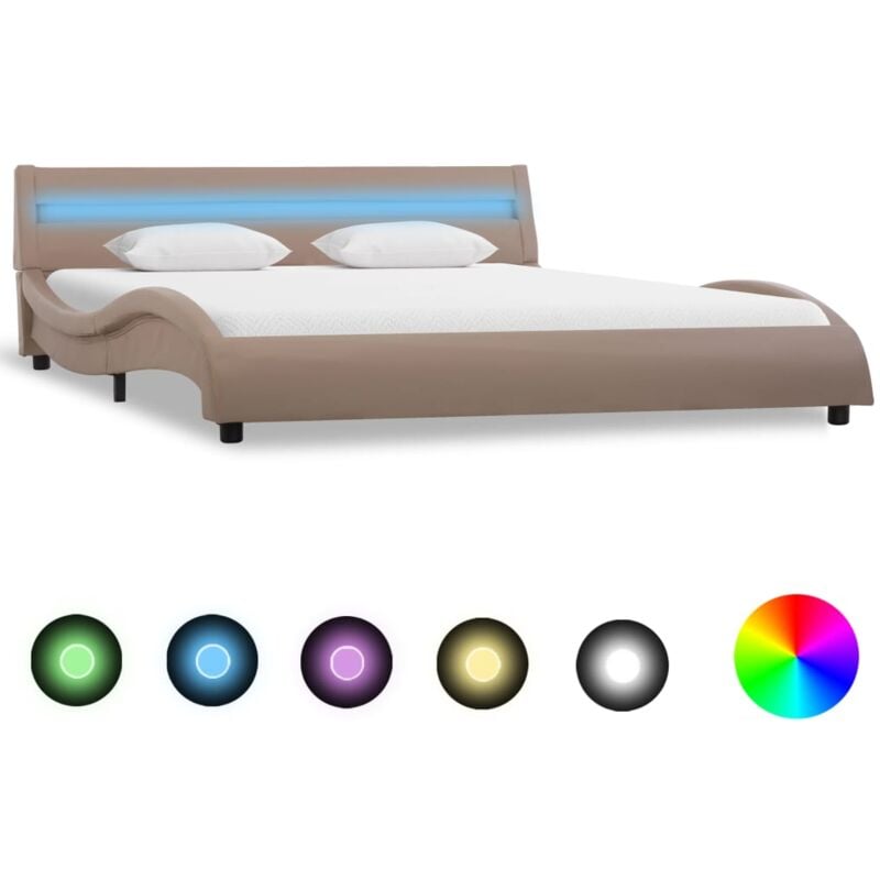 

Estructura de Cama con LED Cuero Sintético Capuchino 140x200 cm - Marrón - Vidaxl