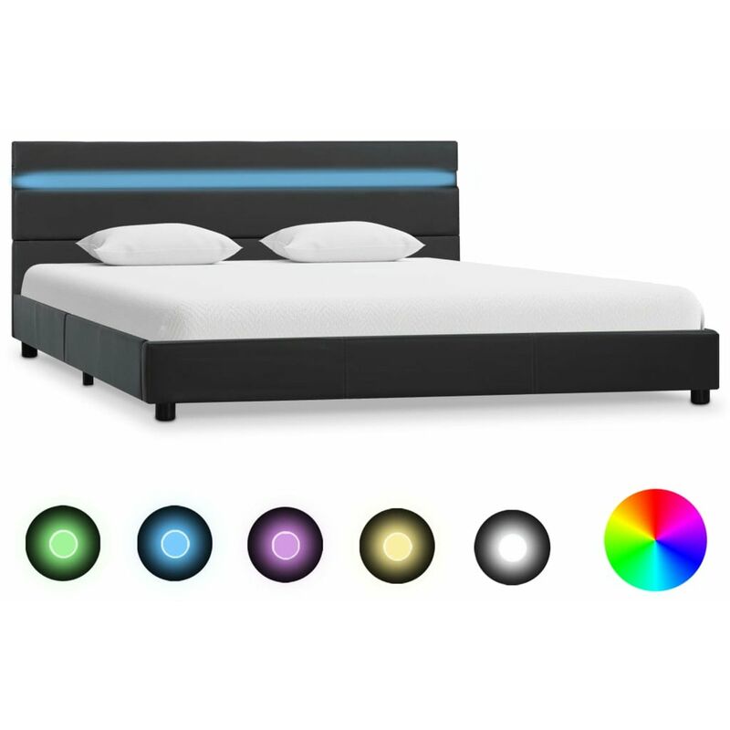 

Estructura de cama con LED cuero sintetico gris 120x200 cm