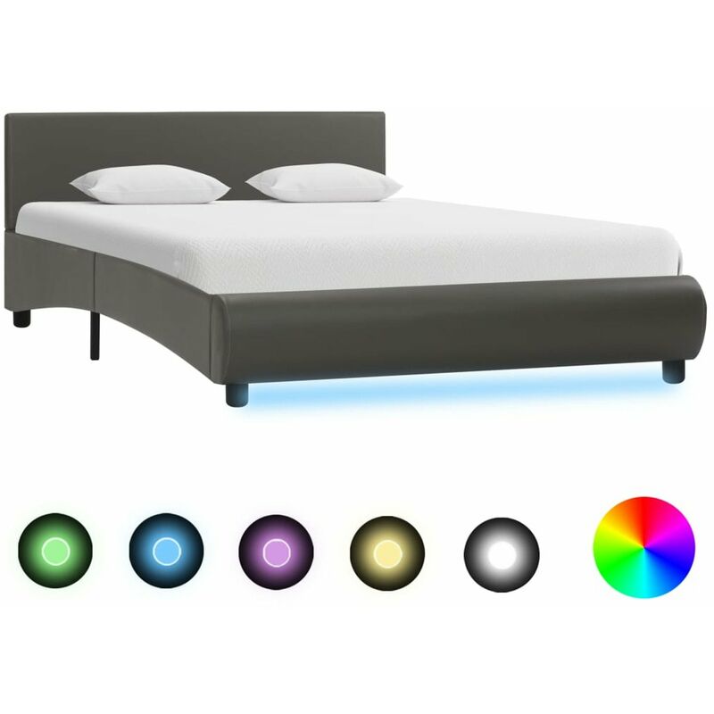 

Estructura de cama con LED cuero sintetico gris 120x200 cm