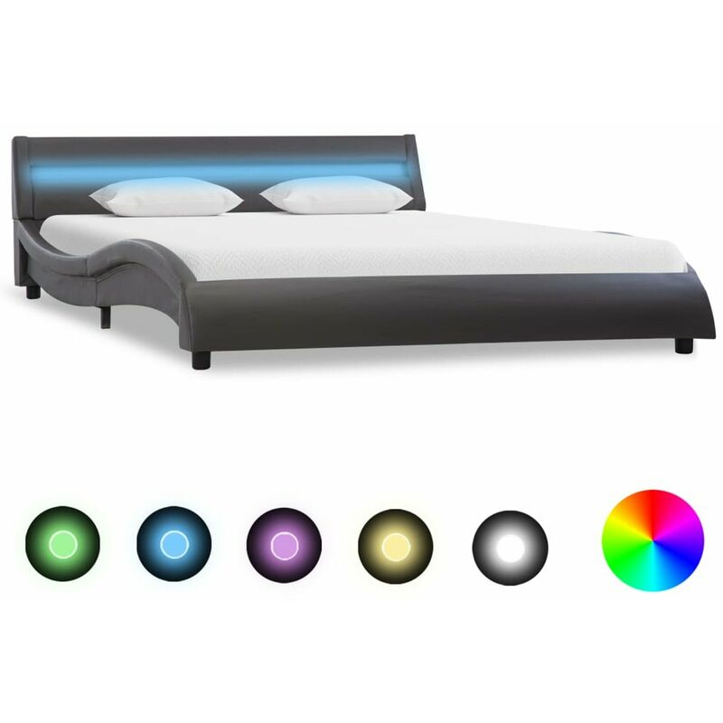 

Estructura de cama con LED cuero sintetico gris 120x200 cm