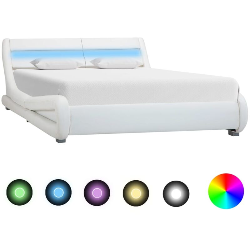 

Estructura de Cama con LED Cuero Sintético Blanco 160x200 cm - Blanco - Vidaxl