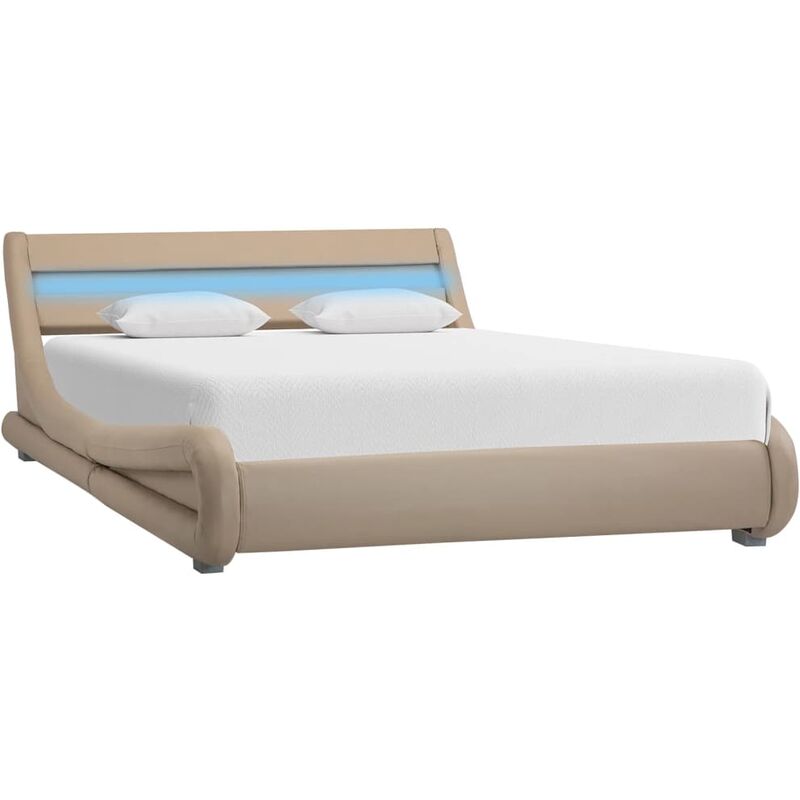 

Estructura de Cama con LED Cuero Sintético Capuchino 160x200 cm - Marrón - Vidaxl