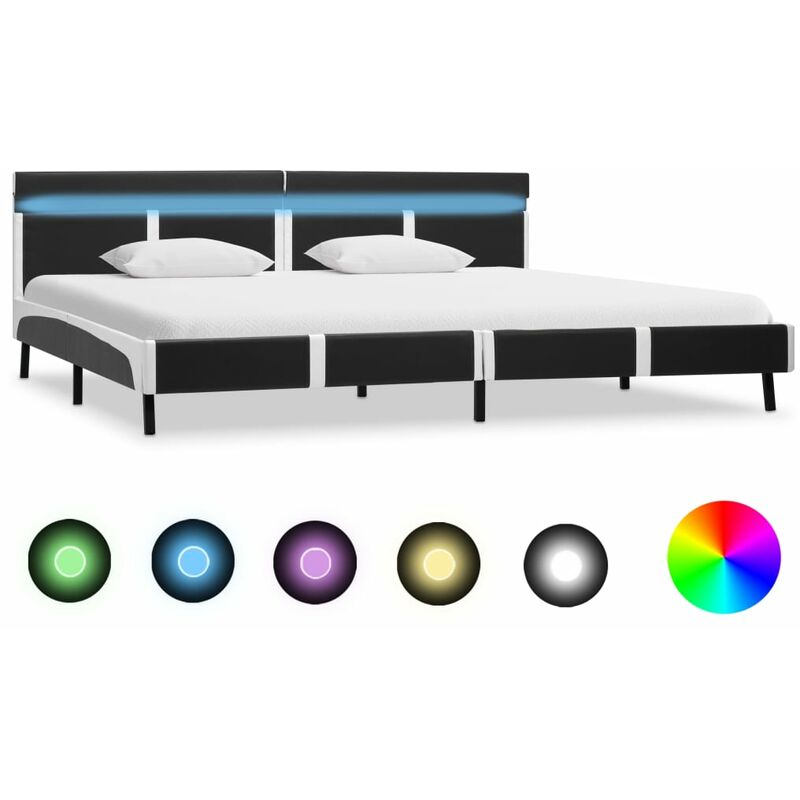 

Estructura de cama con LED cuero sintético gris 180x200 cm