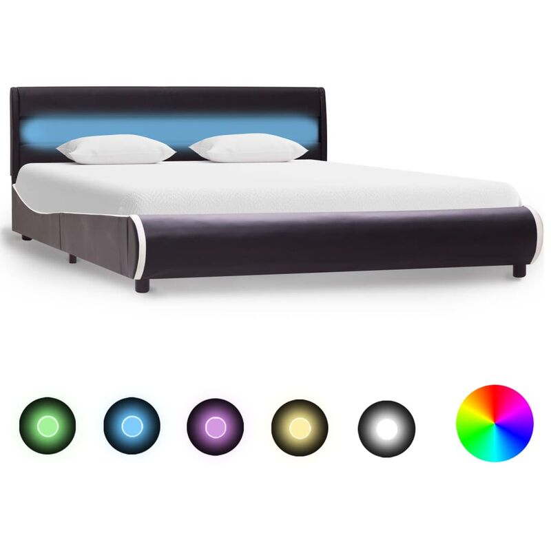

Estructura de cama con LED cuero sintetico negro 160x200 cm