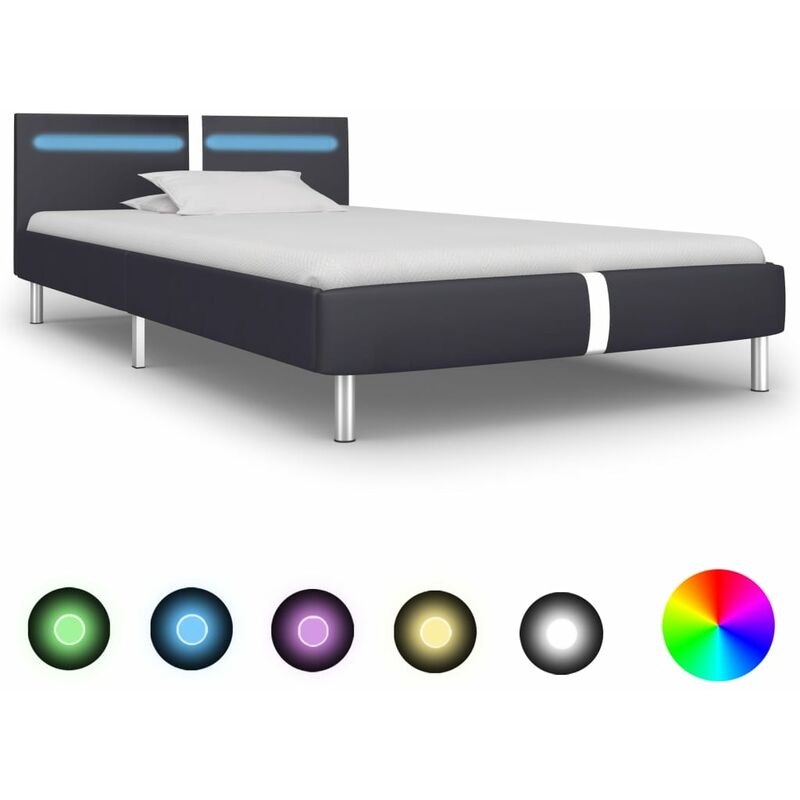 

Estructura de cama con LED cuero sintético negro 90x200 cm