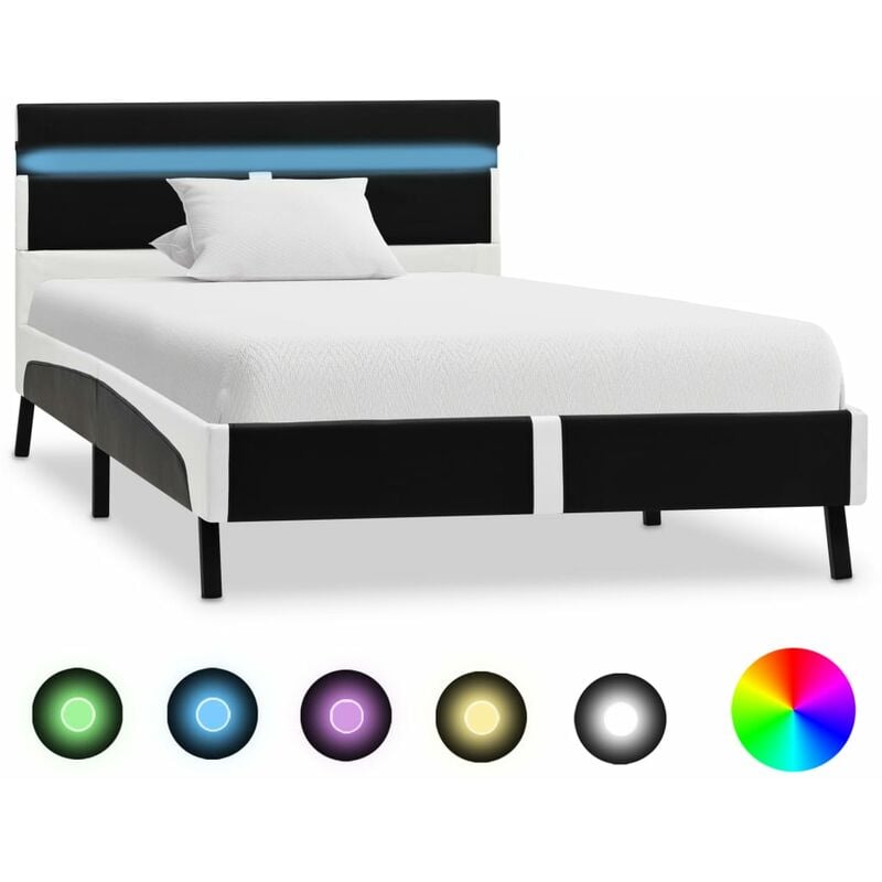 

Estructura de cama con LED cuero sintético negro 90x200 cm