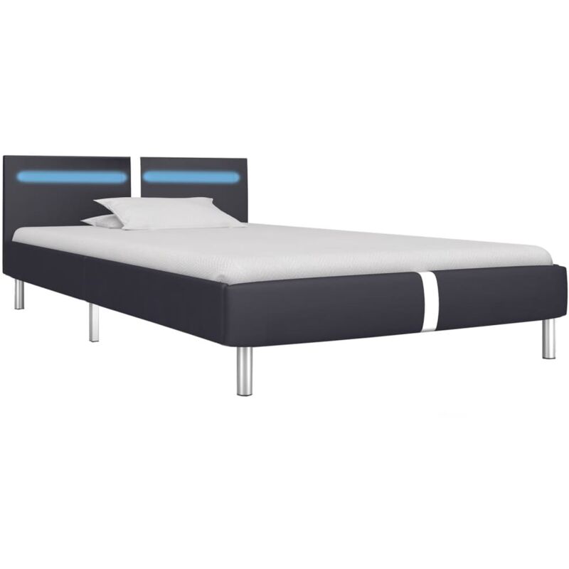 

Estructura de Cama con LED de Cuero Sintético Negro 90x200 cm - Negro - Vidaxl
