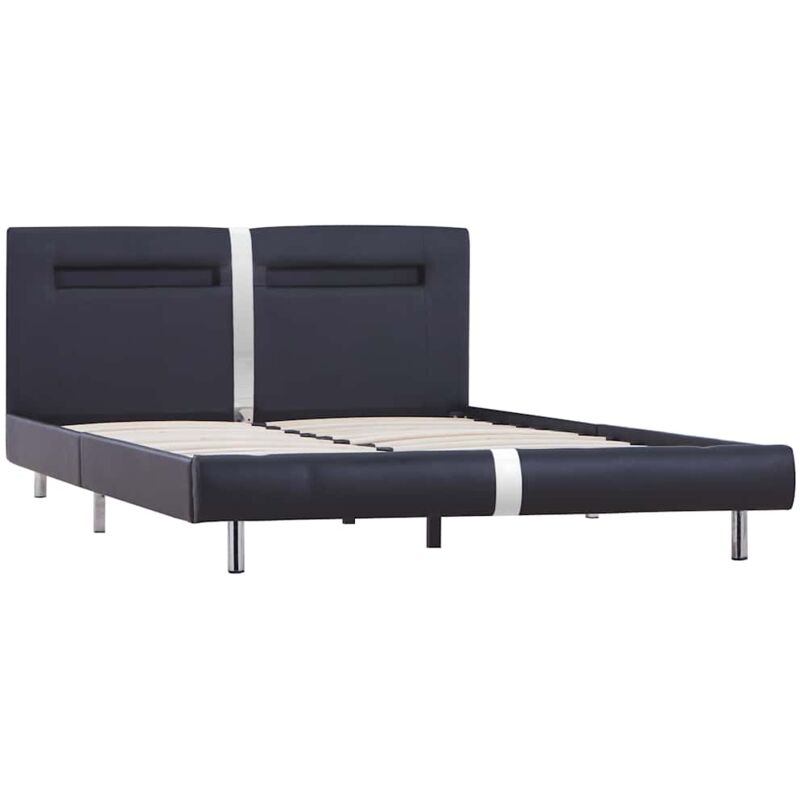 

Estructura de Cama con LED de Cuero Sintético Negro 140x200 cm - Negro - Vidaxl