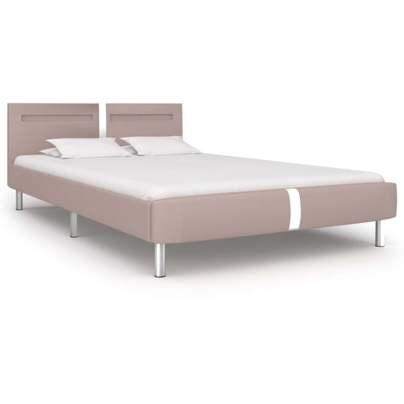 

Estructura de Cama con LED de Cuero Sintético Capuchino 120x200 cm - Beige - Vidaxl