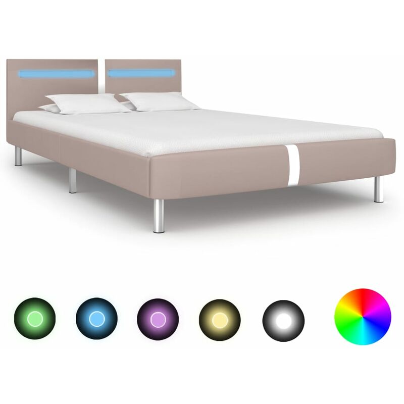 

Estructura de Cama con LED de Cuero Sintético Capuchino 140x200 cm - Beige - Vidaxl