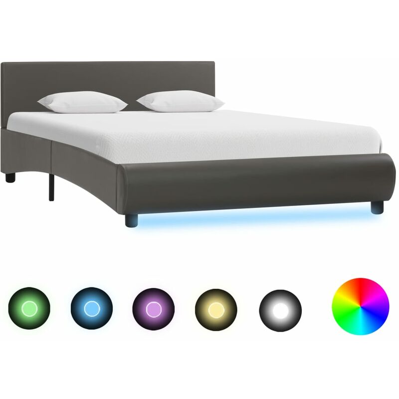 

Estructura de cama con LED cuero sintético gris 120x200 cm - Gris