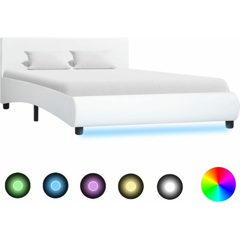 

Estructura de Cama con LED Cuero Sintético Blanco 120x200 cm - Blanco - Vidaxl