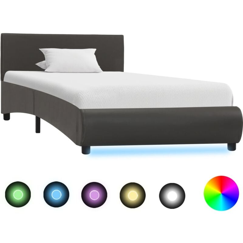 

Estructura de Cama con LED Cuero Sintético Gris 90x200 cm - Gris - Vidaxl