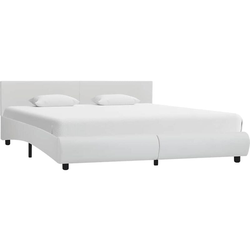 

vidaXL Estructura de Cama con LED Cuero Sintético Blanco 180x200 cm - Blanco