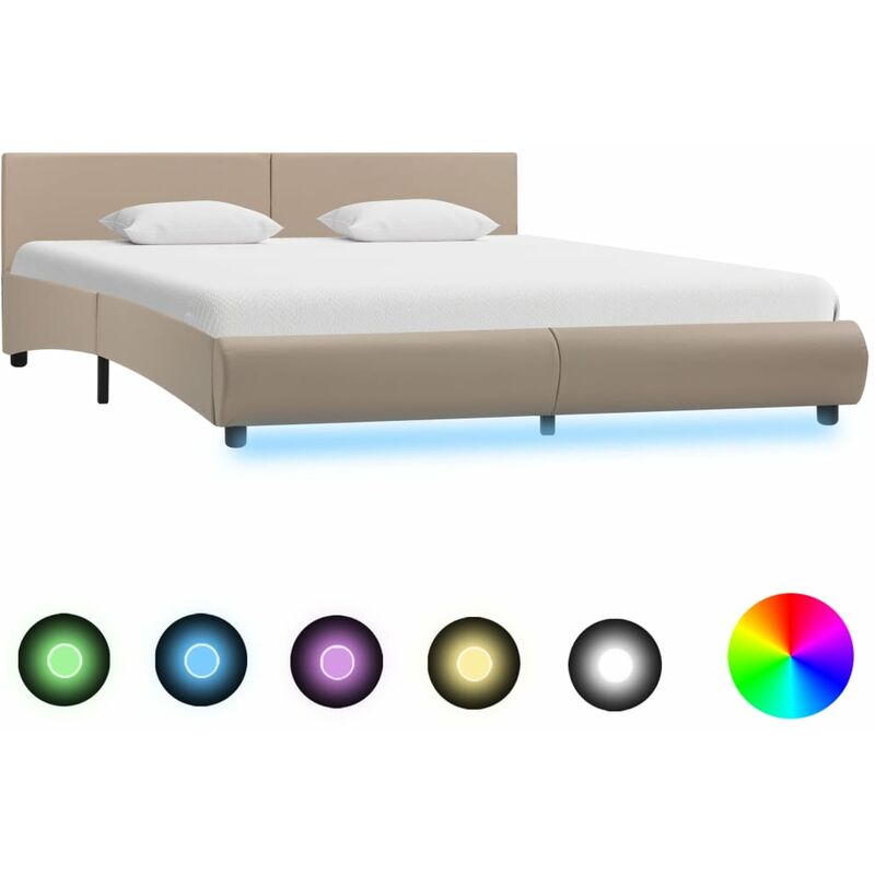 

vidaXL Estructura de Cama con LED Cuero Sintético Capuchino 160x200 cm - Marrón