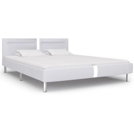 Estructura Cama con LED Cuero Sintético Tapizada Multicolor Multitalle