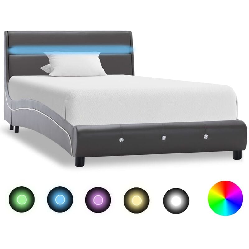 

Estructura de Cama con LED Cuero Sintético Gris 90x200 cm - Gris - Vidaxl