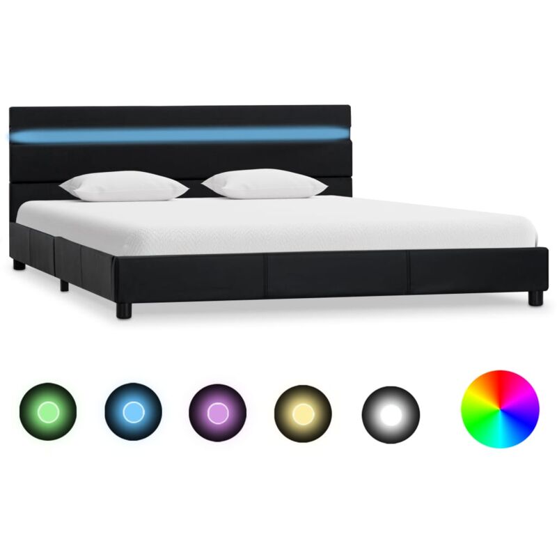 

vidaXL Estructura de Cama con LED Cuero Sintético Negro 120x200 cm - Negro