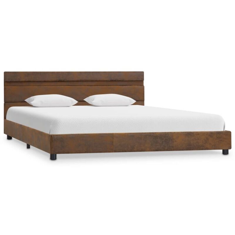 

vidaXL Estructura de Cama con LED Tela Marrón 160x200 cm - Marrón