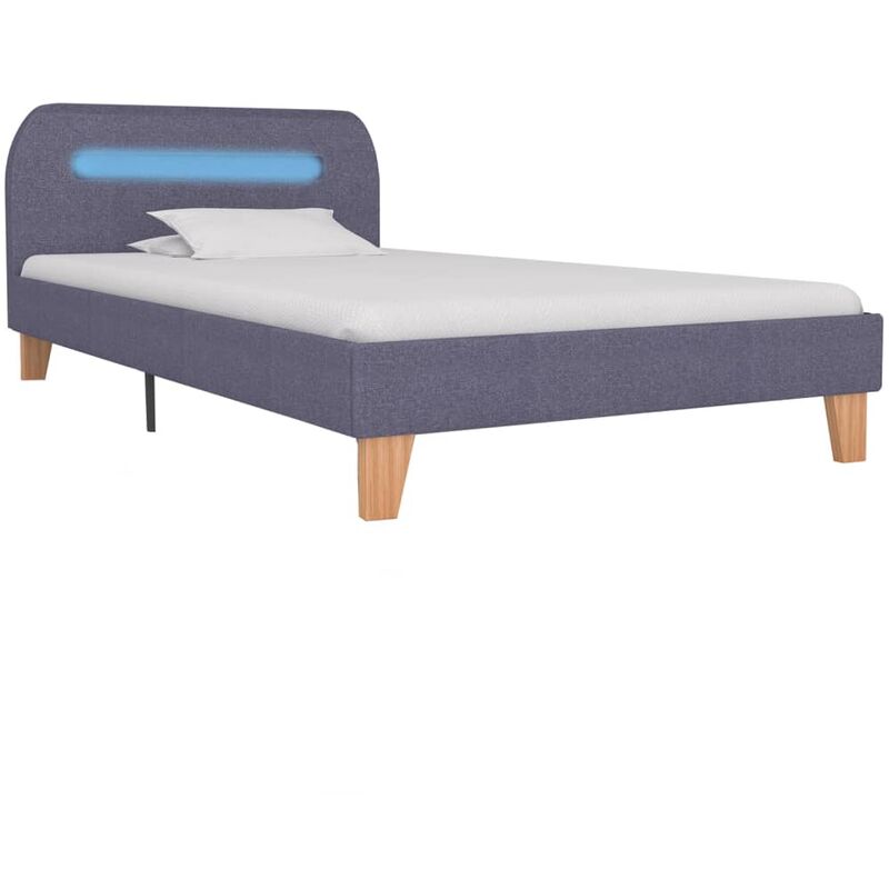 

Estructura de Cama con LED Tela Gris Claro 90x200 cm - Gris - Vidaxl