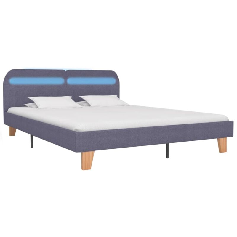 

Estructura de Cama con LED Tela Gris Claro 160x200 cm - Gris - Vidaxl