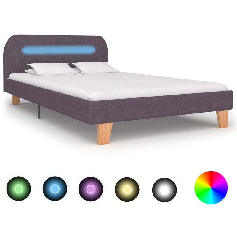 

Estructura de Cama con LED Tela Gris Topo 120x200 cm - Marrón - Vidaxl