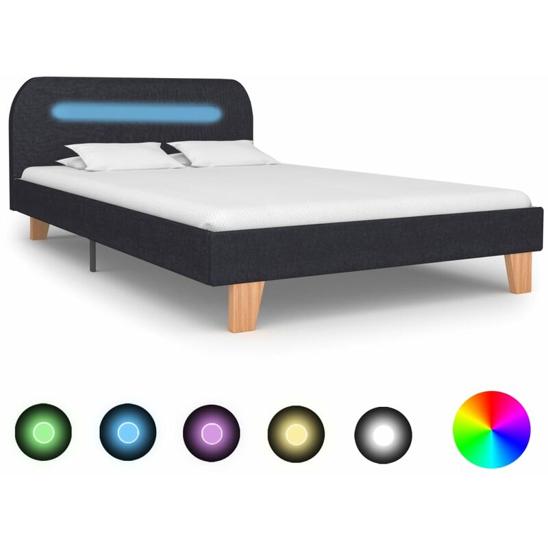 

Estructura de cama con LED de tela gris oscuro 120x200 cm