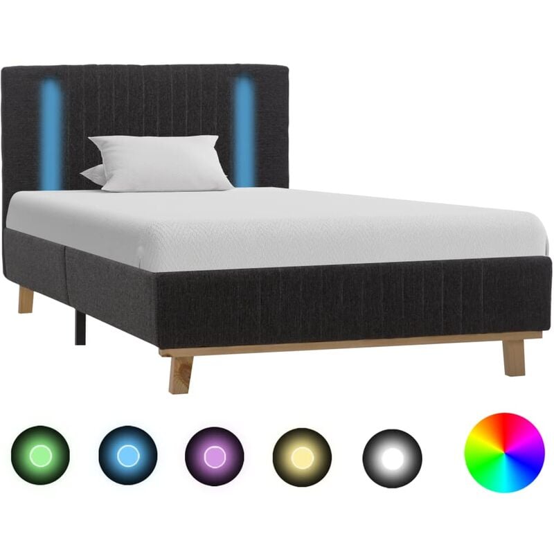 

Estructura de cama con LED de tela gris oscuro 90x200 cm