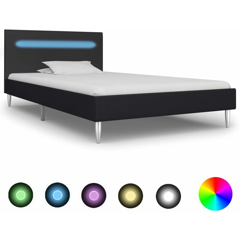 

Estructura de cama con LED de tela negra 90x200 cm