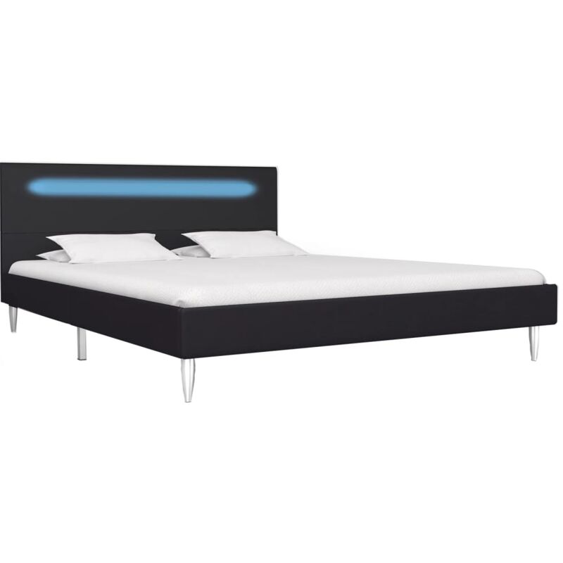 

Estructura de Cama con LED Tela Negro 140x200 cm - Negro - Vidaxl