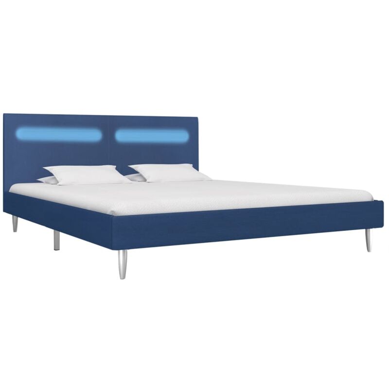 

Estructura de Cama con LED Tela Azul 160x200 cm - Azul - Vidaxl