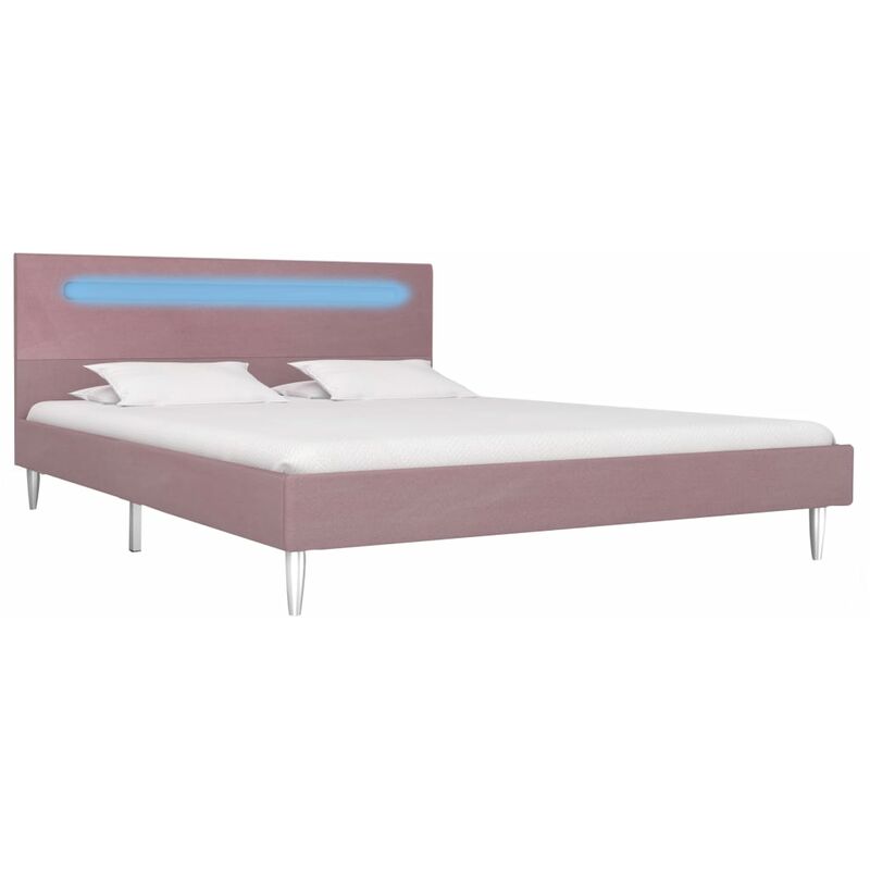 

Estructura de Cama con LED Tela Rosa 140x200 cm - Rosa - Vidaxl