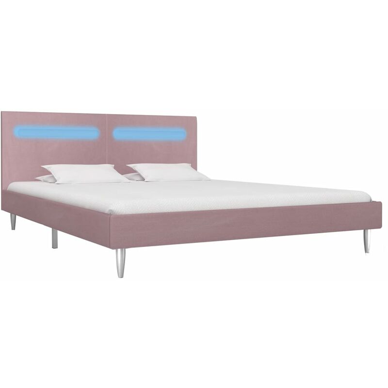 

Estructura de Cama con LED Tela Rosa 160x200 cm - Rosa - Vidaxl