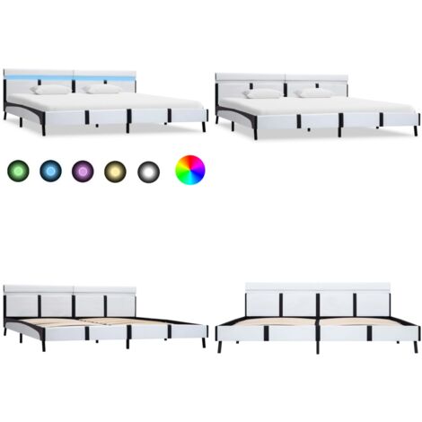 Estructura de cama con LED sin colchón blanco 180x200 cm - Estructura de cama - Cama con LED