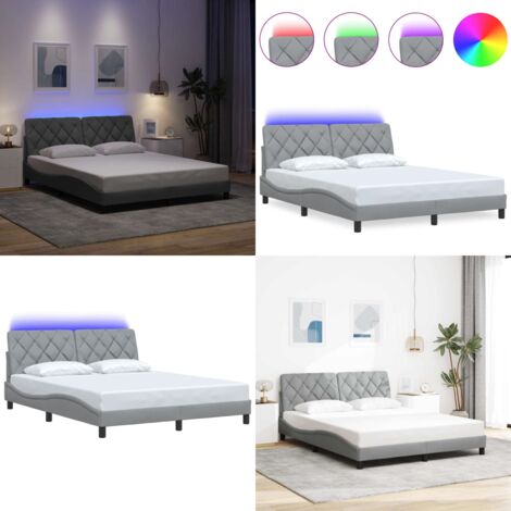 Estructura de cama con LED sin colchón gris claro 160x200 cm - Estructura de cama - Cama con cabecero