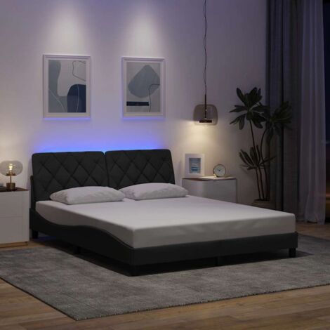 Estructura de cama con LED sin colchón gris oscuro 160x200 cm