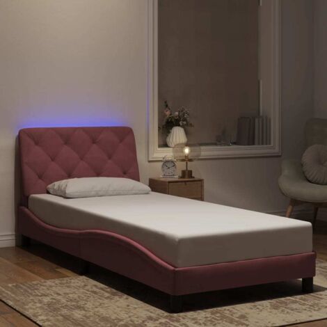 Estructura de cama con LED sin colchón terciopelo rosa 80x200 cm vidaXL