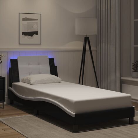 Estructura de cama con LED sin colchón Zadar negro y  90x190cm