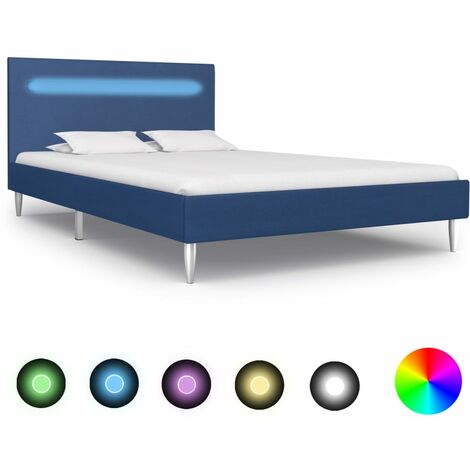 Estructura de cama con LED tela azul 120x200 cm - Azul
