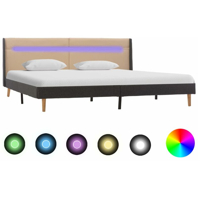 

Estructura de cama con LED tela color crema 160x200 cm