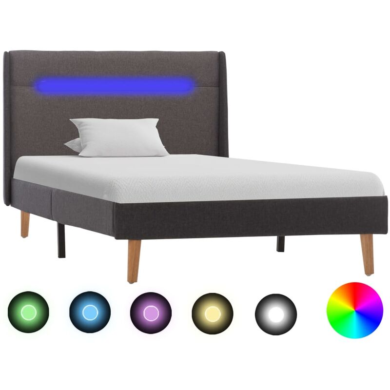 

Estructura de cama con LED tela gris 100x200 cm