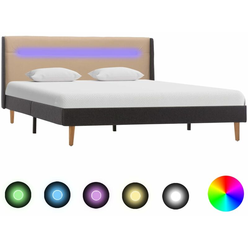 

vidaXL Estructura de Cama con LED Tela Crema 140x200 cm - Crema