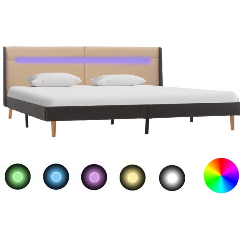

Estructura de Cama con LED Tela Crema 160x200 cm - Crema - Vidaxl