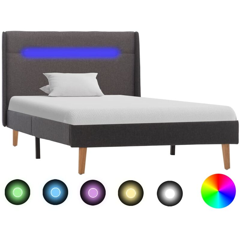 

vidaXL Estructura de Cama con LED Tela Gris 100x200 cm - Gris