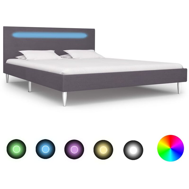 

Estructura de cama con LED tela gris 140x200 cm